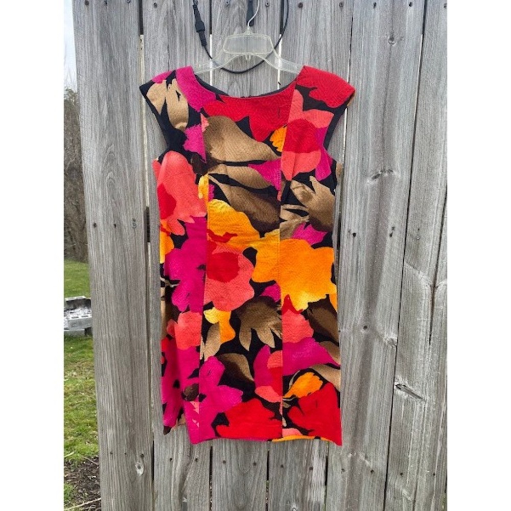Signature by Robbie Bee Pink Orange Floral Sheath Dress Sz 6